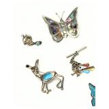 Vintage Southwest Sterling Mexico Brooches Pins Tie Tacks Lot of 7, 36.54g Vintage Southwest Sterling Mexico Brooches Pins Tie Tacks Lot of 7, 36.54g