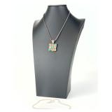 Sterling Silver Necklaces Lot (2): Multi-Stone Pendant & Wavy Chain, 40.23g Sterling Silver Necklaces Lot (2): Multi-Stone Pendant & Wavy Chain, 40.23g