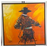 Vintage 1970s Matador Abstract Canvas Painting Signed Candace Decor Art Vintage 1970s Matador Abstract Canvas Painting Signed Candace Decor Art