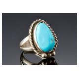 Petite Navajo Silver & Turquoise Ring SZ 5.5 | Native American Jewelry Petite Navajo Silver & Turquoise Ring SZ 5.5 | Native American Jewelry