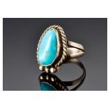 Petite Navajo Silver & Turquoise Ring SZ 5.5 | Native American Jewelry Petite Navajo Silver & Turquoise Ring SZ 5.5 | Native American Jewelry