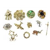 Vintage Brooch Lot: Monet, Beau Sterling, Figural & Rhinestone Pins (12 Pcs) Vintage Brooch Lot: Monet, Beau Sterling, Figural & Rhinestone Pins (12 Pcs)