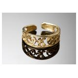 Elegant 14K Yellow Gold Adjustable Filigree Scroll Ring, Size 2 Elegant 14K Yellow Gold Adjustable Filigree Scroll Ring, Size 2