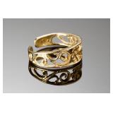 Elegant 14K Yellow Gold Adjustable Filigree Scroll Ring, Size 2 Elegant 14K Yellow Gold Adjustable Filigree Scroll Ring, Size 2