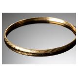 Elegant 10k Gold Hinged Bangle Bracelet - Textured & Versatile Elegant 10k Gold Hinged Bangle Bracelet - Textured & Versatile