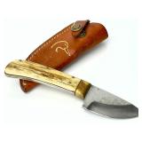 Vintage Custom Fixed Blade Skinner Knife, Bone Handle, Ducks Unlimited Sheath Vintage Custom Fixed Blade Skinner Knife, Bone Handle, Ducks Unlimited Sheath