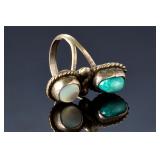 Vintage Native American Style Turquoise & MOP Silver Ring Sz 7 Vintage Native American Style Turquoise & MOP Silver Ring Sz 7