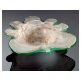 Mid-Century Modern Gold Fleck Studio Art Glass Leaf Dish Bowl Mid-Century Modern Gold Fleck Studio Art Glass Leaf Dish Bowl