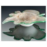 Mid-Century Modern Gold Fleck Studio Art Glass Leaf Dish Bowl Mid-Century Modern Gold Fleck Studio Art Glass Leaf Dish Bowl