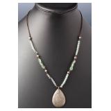 Studio Artist Reversible Teardrop Pendant Beaded Necklace | Folk Art Style Studio Artist Reversible Teardrop Pendant Beaded Necklace | Folk Art Style