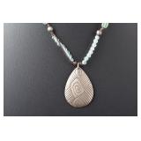 Studio Artist Reversible Teardrop Pendant Beaded Necklace | Folk Art Style Studio Artist Reversible Teardrop Pendant Beaded Necklace | Folk Art Style