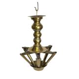 Antique German Jewish Judenstern Brass Sabbath Oil Lamp, Complete Judaica