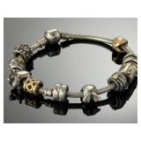 Pandora 14k Gold & Sterling Silver Charm Bracelet 46.6g, 11 Retired Charms