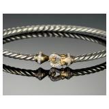 David Yurman Cable Bracelet Sterling Silver 18K Gold Diamond Buckle