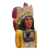 Frank Gallagher Signed Hand-Carved Wood Cigar Store Indian Folk Art Statue
