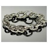 David Yurman Sterling Silver Cable & Smooth Oval Link Bracelet 7in