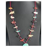 Zuni Fetish Necklace, Hand Carved Stone Animals, Native American Vintage