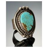 Vintage Navajo Royston Turquoise Sterling Silver Statement Ring - Size 9.5