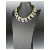 Vintage Mexican Sterling Silver Green Serpentine Paisley Collar Necklace HESS