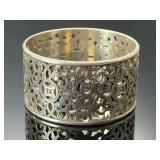 Heavy Sterling Silver Filigree Cuff Bangle Bracelet 83.8g Openwork Scroll