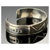 Navajo J. Begay Signed Tufa Cast Sterling Silver Cuff Bracelet