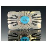 Vintage Tommy Singer Navajo Sterling Silver Turquoise Bolo Tie Slide