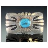Vintage Tommy Singer Navajo Sterling Silver Turquoise Bolo Tie Slide