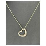 Tiffany & Co Elsa Peretti Open Heart Pendant Necklace 925 Sterling Silver Spain