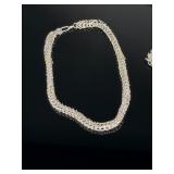 Sterling Silver Byzantine Link Necklace & Bracelet Set 84.9g Heavy Chainmail