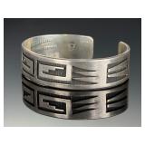 Hopi Vintage Silver Overlay Cuff Bracelet Native American Jewelry