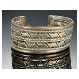 Vintage Mexican Sterling Silver Cuff Bracelet, Taxco Style, TE-51 Mark