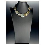 Sterling Silver Labradorite & Peacock Pearl Artisan Toggle Necklace 18' 95g