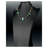 Vintage Native American Royston Turquoise & Shell Heishi Bead Chunky Necklace