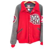 Vintage Mickey Inc USA Wool Leather Varsity Jacket Mickey Mouse Medium Red Grey