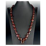 Vintage Cherry Baltic Amber Chunky Freeform Nugget Statement Necklace - 30'