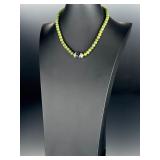 Nephrite Jade Amethyst Peridot Bead Statement Necklace Sterling Silver Clasp