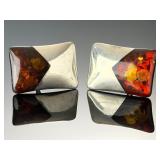 Modernist Baltic Amber & Sterling Silver 3-Piece Jewelry Set