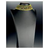 Green Turquoise & Prehnite 4-Strand Collar Statement Necklace 213g