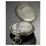 Antique Swiss Remontoir 15 Jewel Silver Hunter Case Pocket Watch