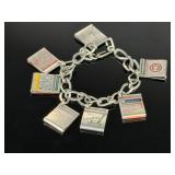 Vintage Sterling Silver Chicago Souvenir Matchbook Charm Bracelet