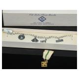 Vintage Cub Scout Den Mother 10K Gold Filled Training Medal & Sterling Silver Charm Bracelet w/ Box