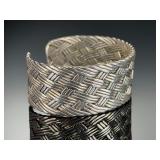 Vintage Mexican Sterling Silver Basket Weave Cuff Bracelet 925