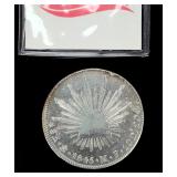 1845 Mexico 8 Reales .9027 Silver Coin M.R. Radiant Cap Eagle