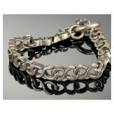 Vintage Mexican Sterling Silver Curb Link Toggle Bracelet 925