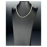 Vintage Sterling Silver Navajo Pearl Beaded Necklace 18 Inch 8mm Bench Beads