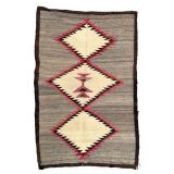 Vintage Southwest Handwoven Wool Rug - Mexican Zapotec Style Geometric Weaving