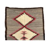 Vintage Southwest Handwoven Wool Rug - Mexican Zapotec Style Geometric Weaving