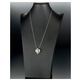 Navajo Sterling Silver Royston Turquoise Leaf Pendant Necklace 24' Italy 925
