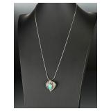 Navajo Sterling Silver Royston Turquoise Leaf Pendant Necklace 24' Italy 925