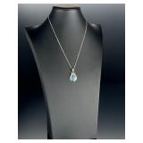 Navajo Sterling Silver Kingman Turquoise Pendant Necklace Signed SE Italy 925